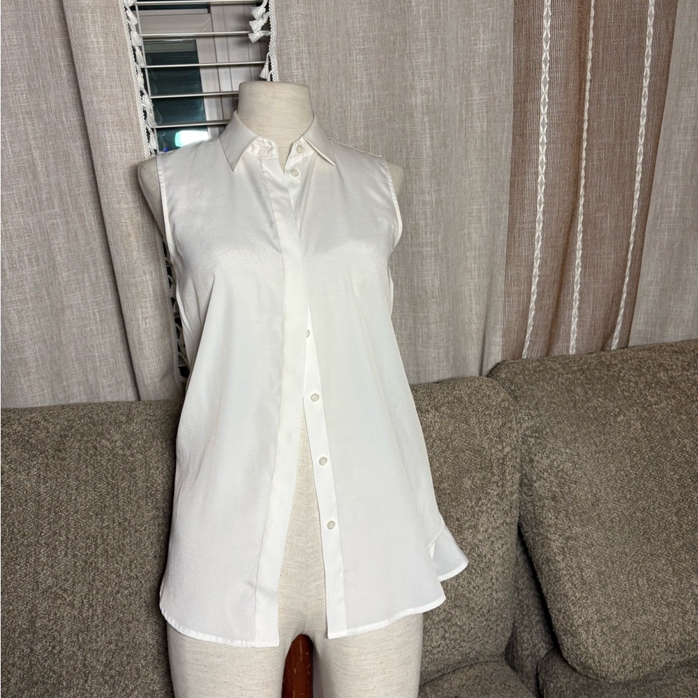 J. Crew White Sleeveless Button Down Shirt